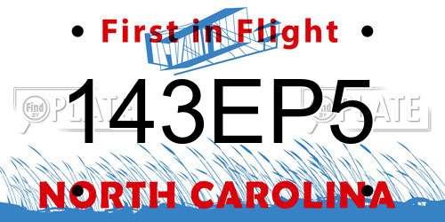 143EP5 North Carolina License Plate
