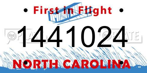 1441024 North Carolina License Plate