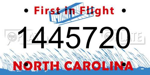 1445720 North Carolina License Plate