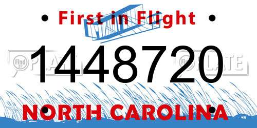 1448720 North Carolina License Plate