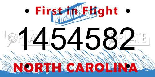 1454582 North Carolina License Plate