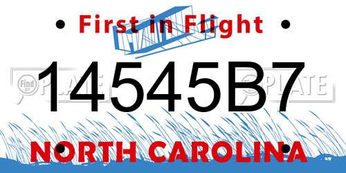 14545B7 North Carolina License Plate