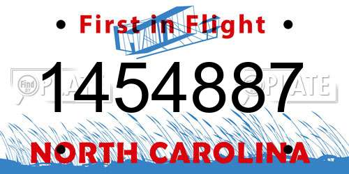 1454887 North Carolina License Plate