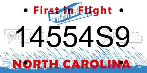 14554S9 North Carolina License Plate