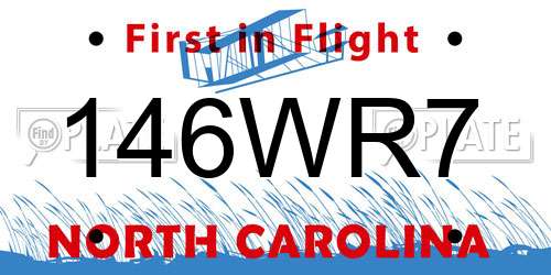 146WR7 North Carolina License Plate