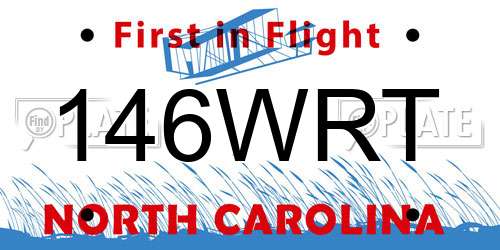 146WRT North Carolina License Plate