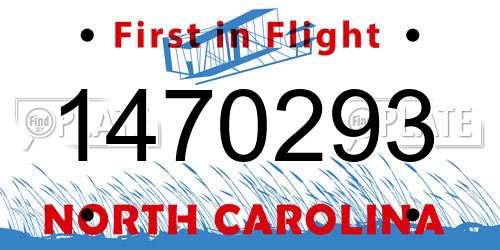 1470293 North Carolina License Plate