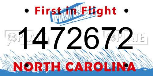 1472672 North Carolina License Plate