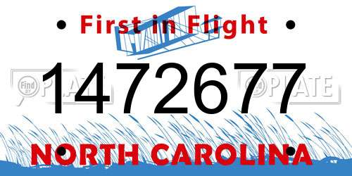 1472677 North Carolina License Plate