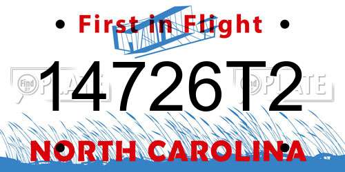 14726T2 North Carolina License Plate