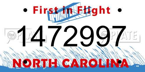 1472997 North Carolina License Plate