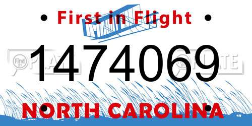 1474069 North Carolina License Plate