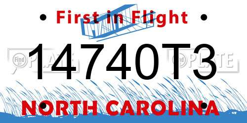 14740T3 North Carolina License Plate