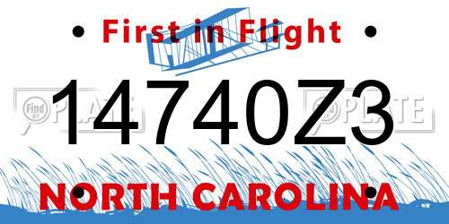 14740Z3 North Carolina License Plate