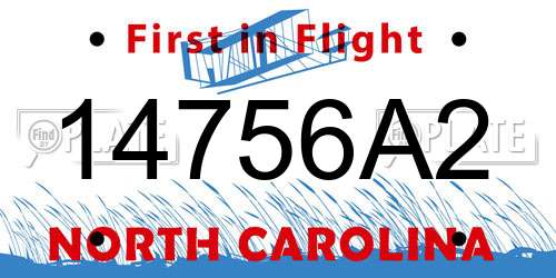 14756A2 North Carolina License Plate