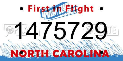 1475729 North Carolina License Plate