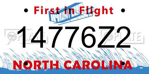 14776Z2 North Carolina License Plate