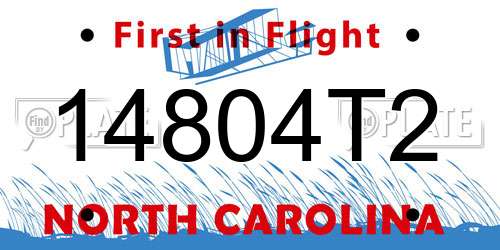 14804T2 North Carolina License Plate