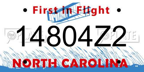 14804Z2 North Carolina License Plate