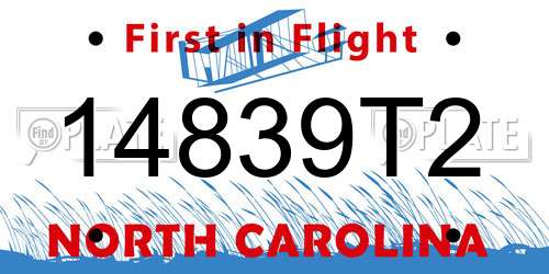 14839T2 North Carolina License Plate