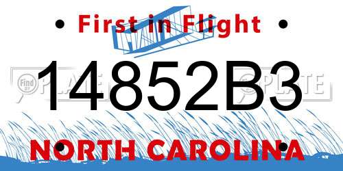 14852B3 North Carolina License Plate