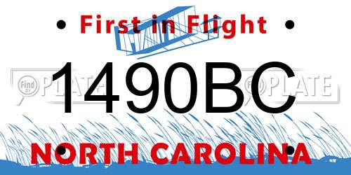 1490BC North Carolina License Plate