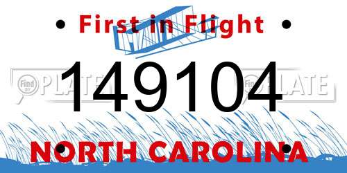 149104 North Carolina License Plate