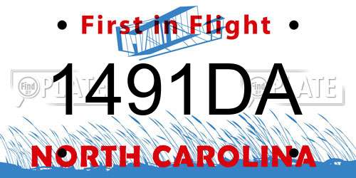 1491DA North Carolina License Plate