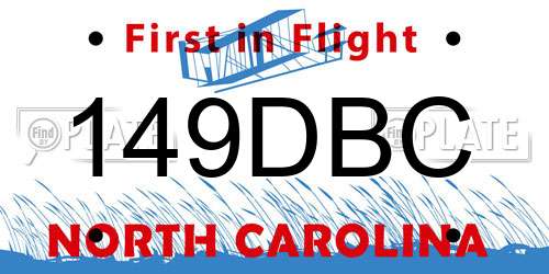 149DBC North Carolina License Plate
