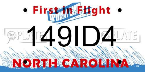 149ID4 North Carolina License Plate
