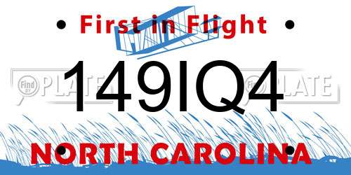 149IQ4 North Carolina License Plate