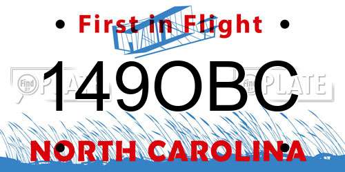 149OBC North Carolina License Plate