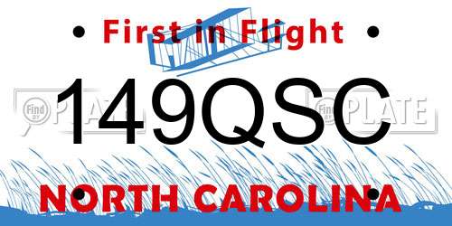 149QSC North Carolina License Plate