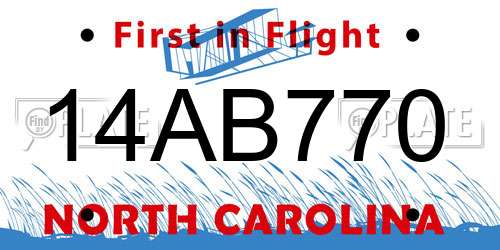 14AB770 North Carolina License Plate
