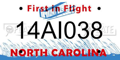14AI038 North Carolina License Plate