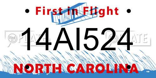 14AI524 North Carolina License Plate
