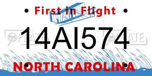 14AI574 North Carolina License Plate