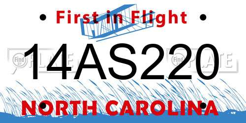 14AS220 North Carolina License Plate