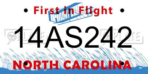 14AS242 North Carolina License Plate