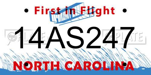 14AS247 North Carolina License Plate