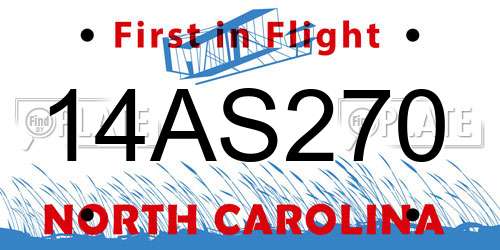 14AS270 North Carolina License Plate