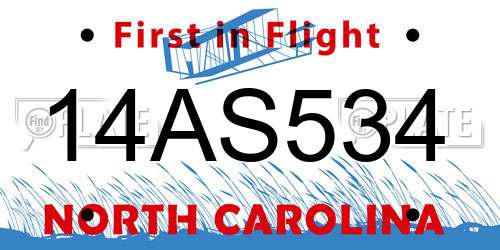 14AS534 North Carolina License Plate