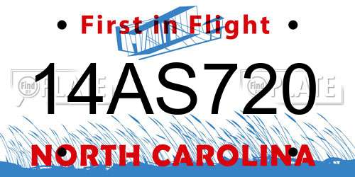 14AS720 North Carolina License Plate