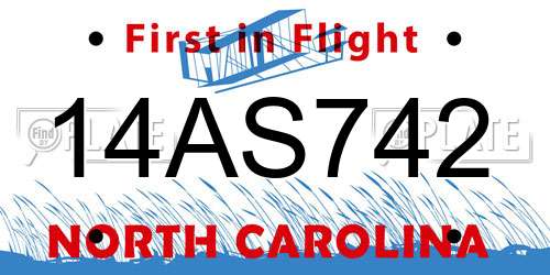 14AS742 North Carolina License Plate
