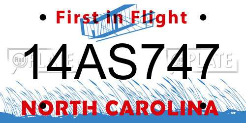 14AS747 North Carolina License Plate