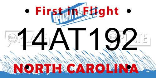 14AT192 North Carolina License Plate