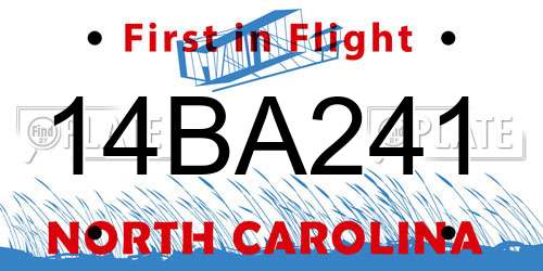 14BA241 North Carolina License Plate