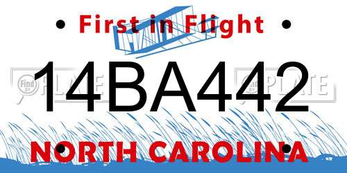 14BA442 North Carolina License Plate