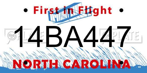 14BA447 North Carolina License Plate