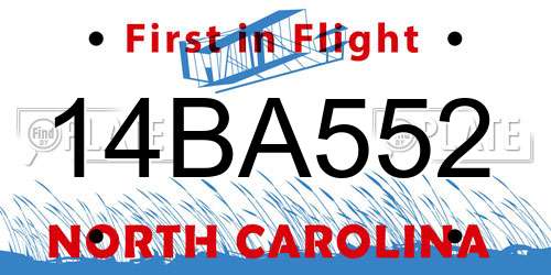 14BA552 North Carolina License Plate
